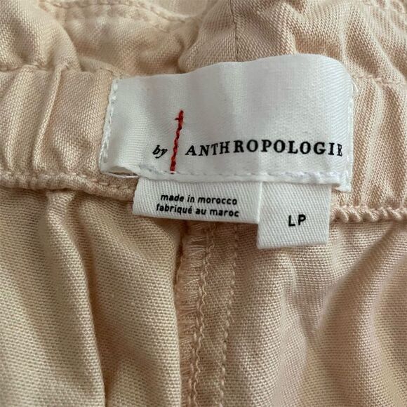 Anthropologie Paperbag Crop‎ Pant in Sand Size LP Elastic Waist Casual Pockets - Picture 8 of 10